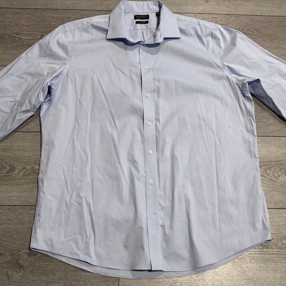 Lauren Ralph Lauren Button‎ Down Shirt Mens 18 36/37 Tall Fit Black Label Blue